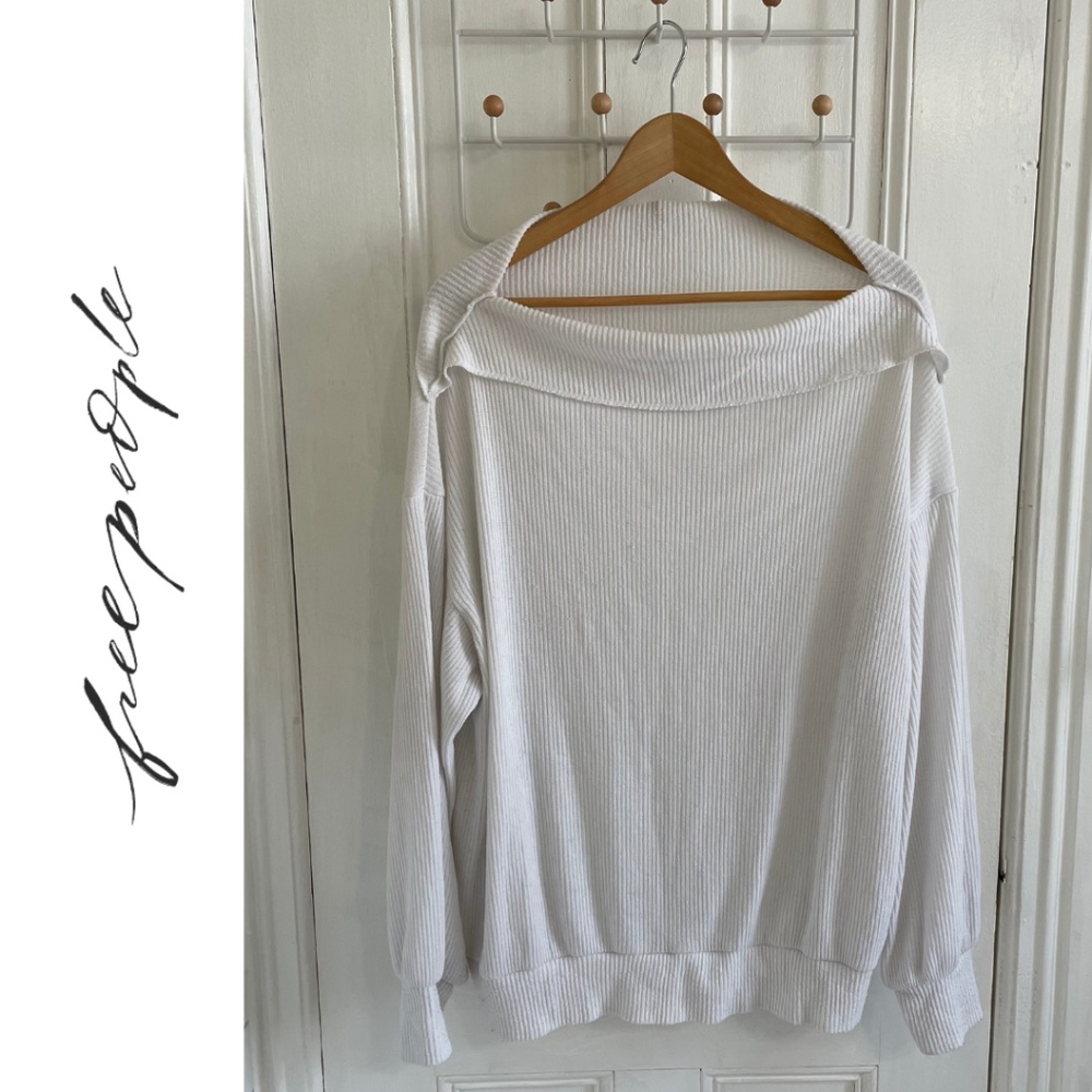 Free People We The Free White Mock-Neck Tunic Shirt, Size Small